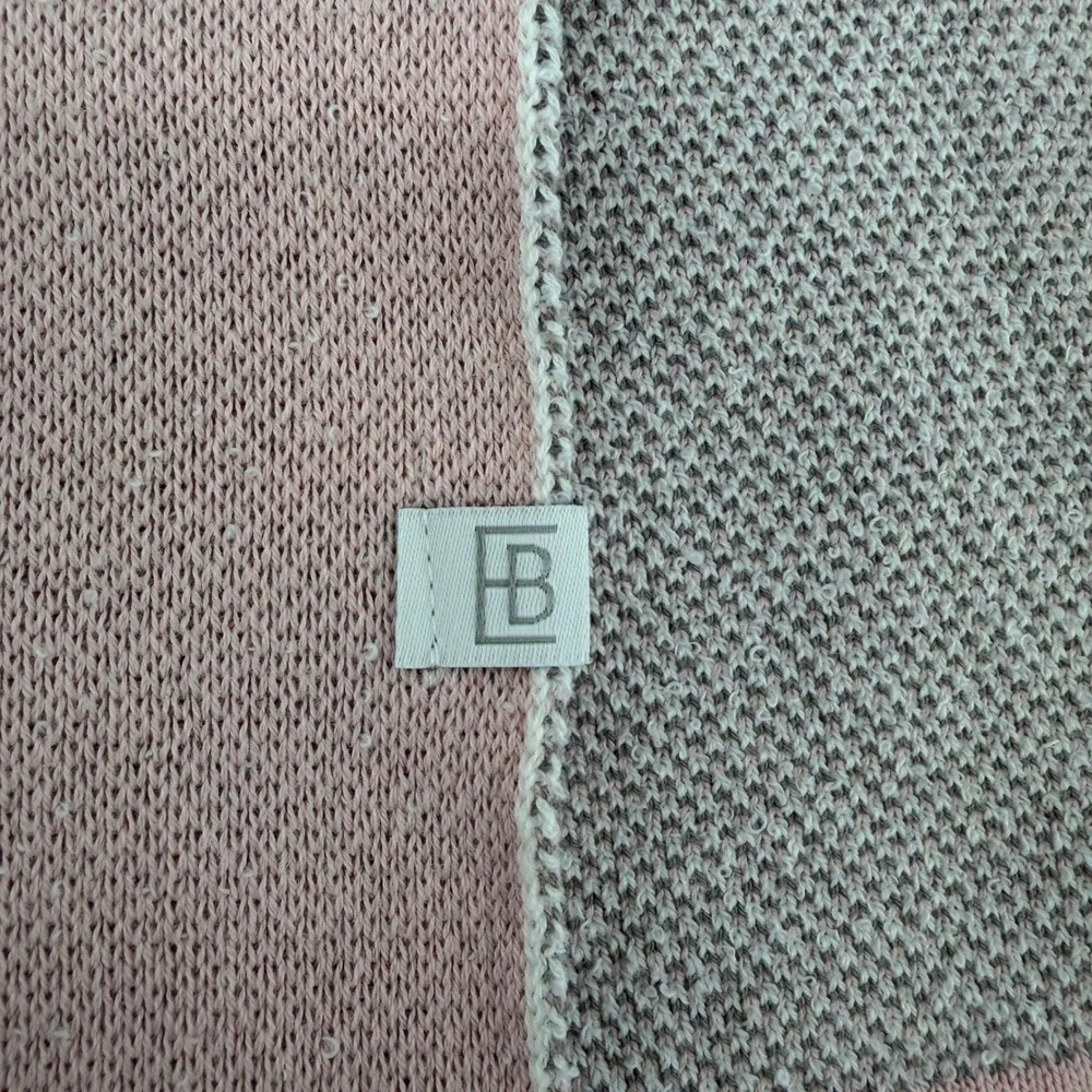 Elegant Baby Luxury Cotton Jacquard Knit Blanket Pink White Repeats Bunny Face